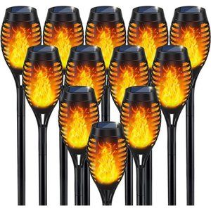 Solar Flame Torch Lights for Garden Decor, 12Pack Solar Lights Outdoor